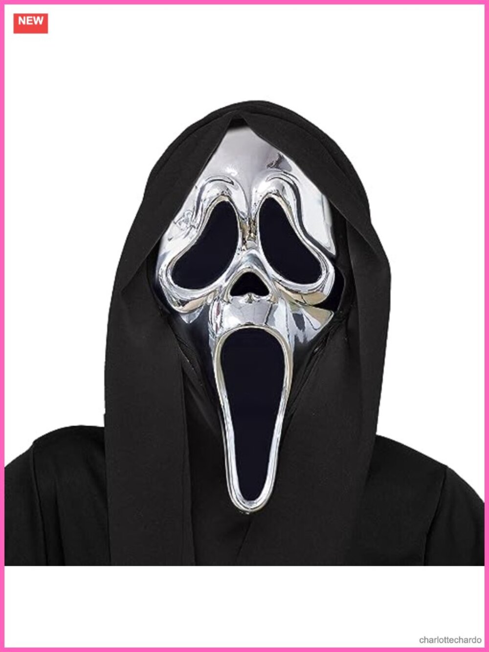 Ghost Face Chrome Plated Mask Adult Halloween Costume Accessory Plastic